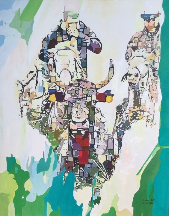 Картина под названием "« abrivado »" - Francis Diez, Подлинное произведение искусства, Масло Установлен на Деревянная рама д…