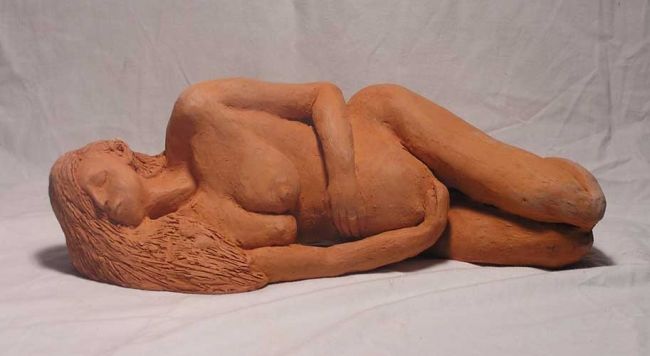 Sculpture intitulée "femme enceinte endo…" par Caroline Françoise Digard, Œuvre d'art originale