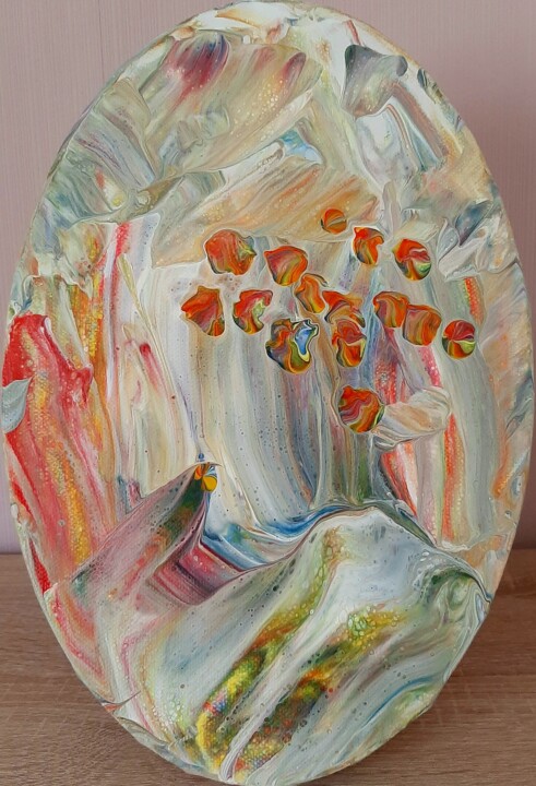 Malerei mit dem Titel "Wirbel" von Brigitte Kölli, Original-Kunstwerk, Acryl