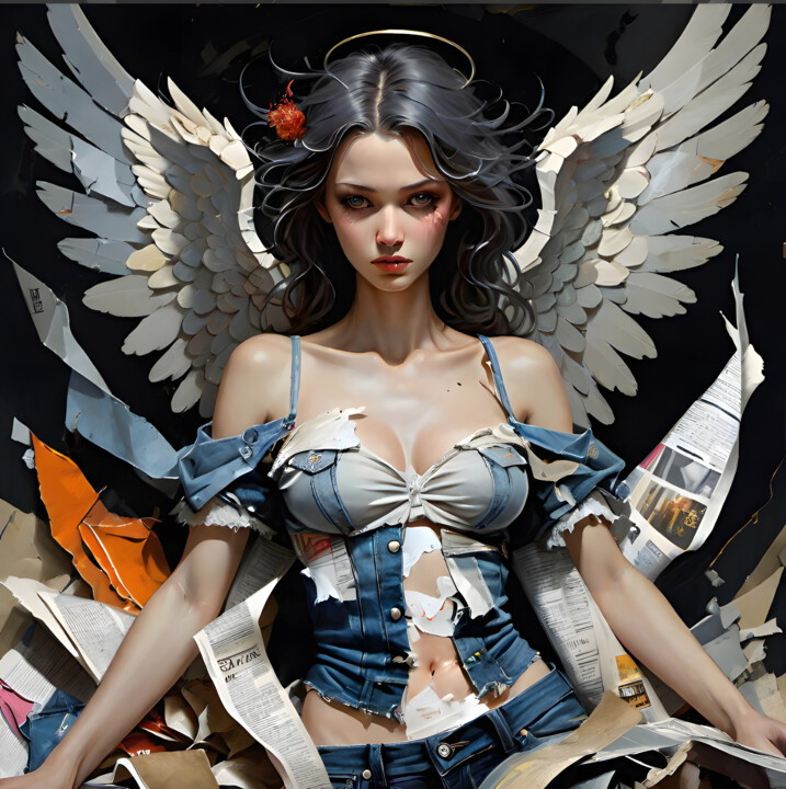 Arte digital titulada "Fallen Angel #01" por Digitalai, Obra de arte original, Imagen generada por IA