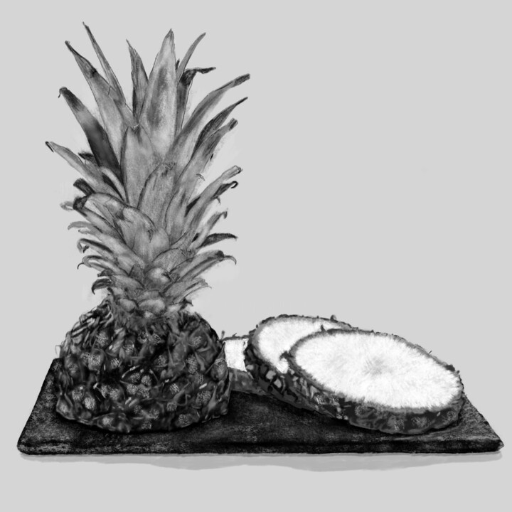 Digital Arts με τίτλο "Ananas Pineapple" από Digitalartforyou, Αυθεντικά έργα τέχνης, Κάρβουνο