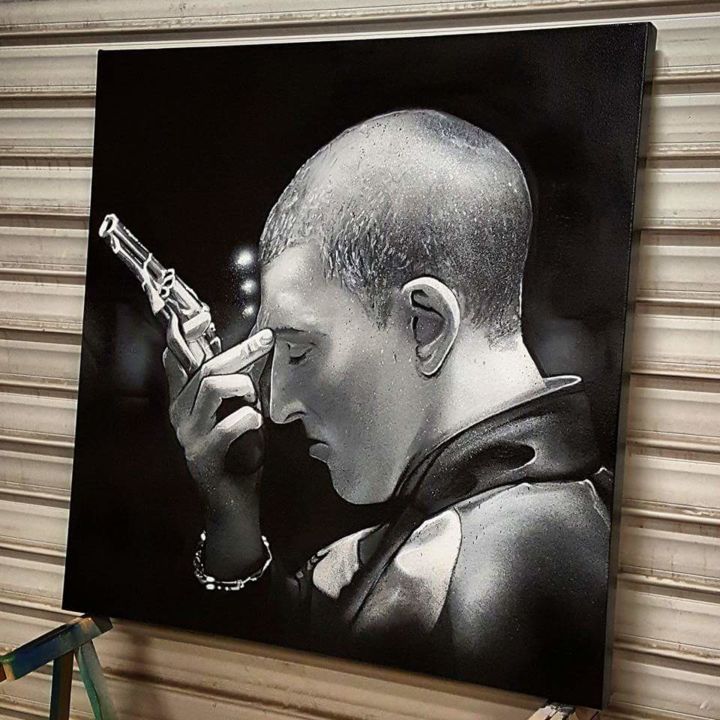 Pintura intitulada "LA HAINE" por Diips, Obras de arte originais, Tinta spray