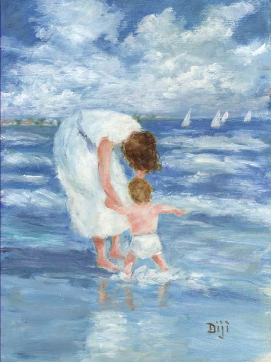 Painting titled "A Lovely Day at the…" by Diji Scales, Original Art, Oil