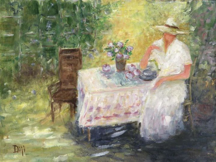 Painting titled "Making Plans" by Diji Scales, Original Art, Oil