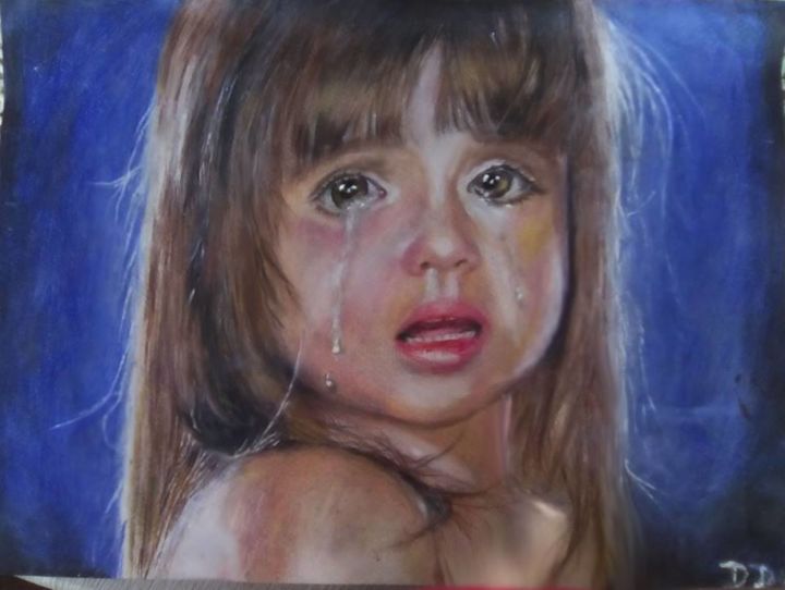 Dessin intitulée "the-crying-girl.jpg" par Danijela Dujkovic, Œuvre d'art originale