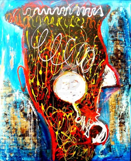 Painting titled "portrai du savant" by (Sabam) Dikisongele, Original Art,