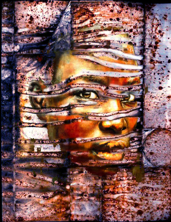 Цифровое искусство под названием "Le regard des barre…" - Dikwe Tchobwe Tupak, Подлинное произведение искусства, Цифровая жи…
