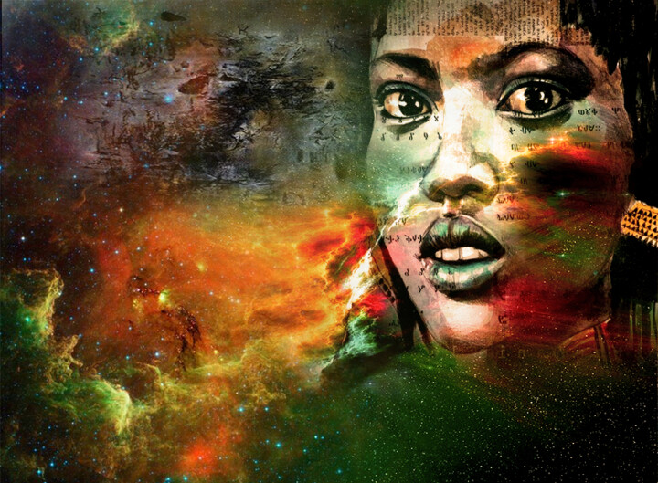 Arte digital titulada "Beauté astrale" por Dikwe Tchobwe Tupak, Obra de arte original, Trabajo Digital 2D