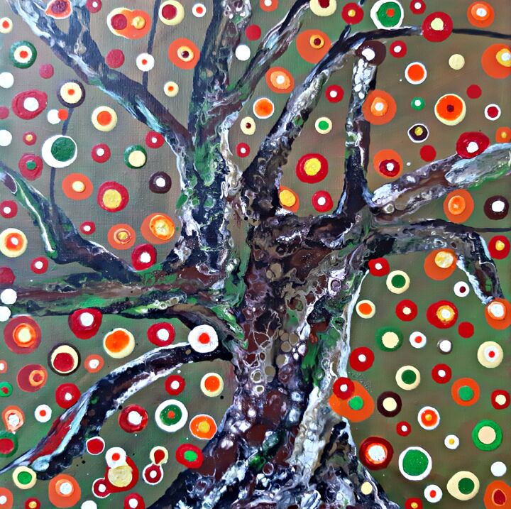 Картина под названием "Olive Tree" - Dilameart, Подлинное произведение искусства, Акрил