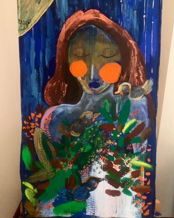 Painting titled "rose" by Dileda Girban, Original Art, Acrylic
