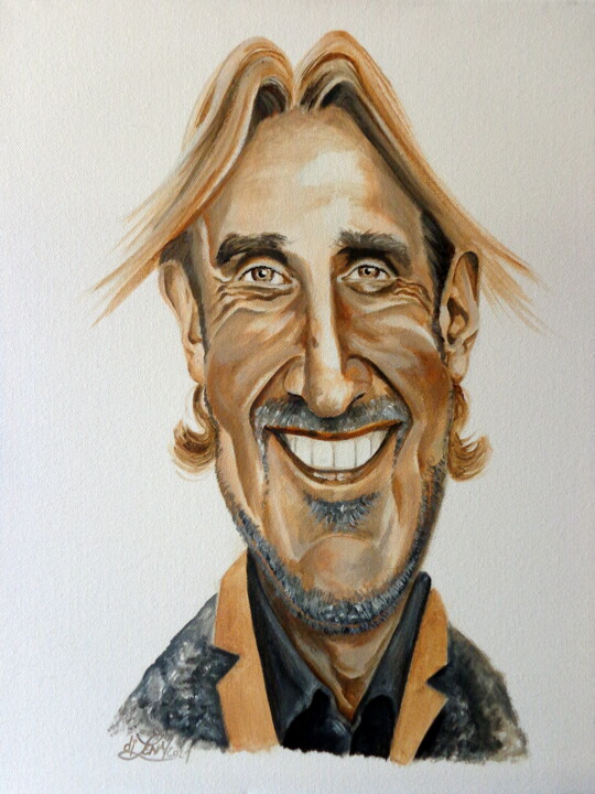 Painting titled "Mike Rutherford (GE…" by August Di Lena, Original Artwork, Acrylic Mounted on Wood Stretcher frame