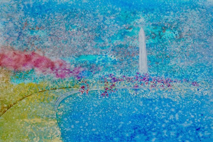 Digital Arts titled "Washington-Monument" by Dilian Deal, Original Artwork, Watercolor