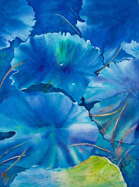 Digital Arts titled "Deep Blue" by Dilian Deal, Original Artwork, Watercolor