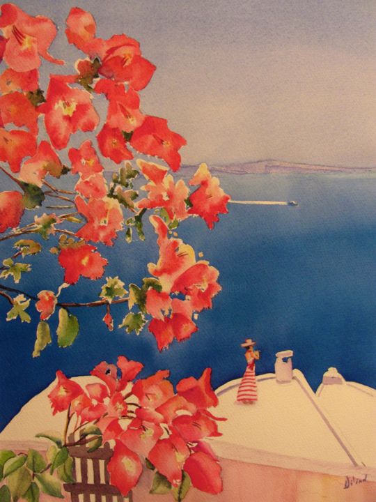 Grafika cyfrowa / sztuka generowana cyfrowo zatytułowany „Santorini II” autorstwa Dilian Deal, Oryginalna praca, Malarstwo c…