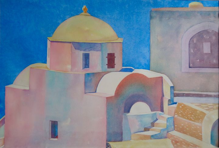 Digital Arts titled "Santorini I" by Dilian Deal, Original Art, Digital Painting