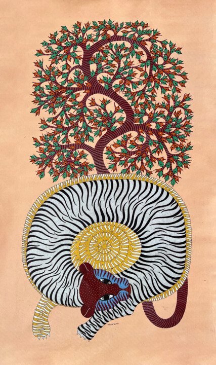 Pintura titulada "Tree Of Life 9" por Dilip Shyam, Obra de arte original, Acrílico