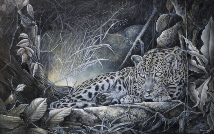 Painting titled "Grandeur of the Wild" by Dilrukshi Chandrika, Original Artwork, Acrylic Mounted on Wood Stretcher frame