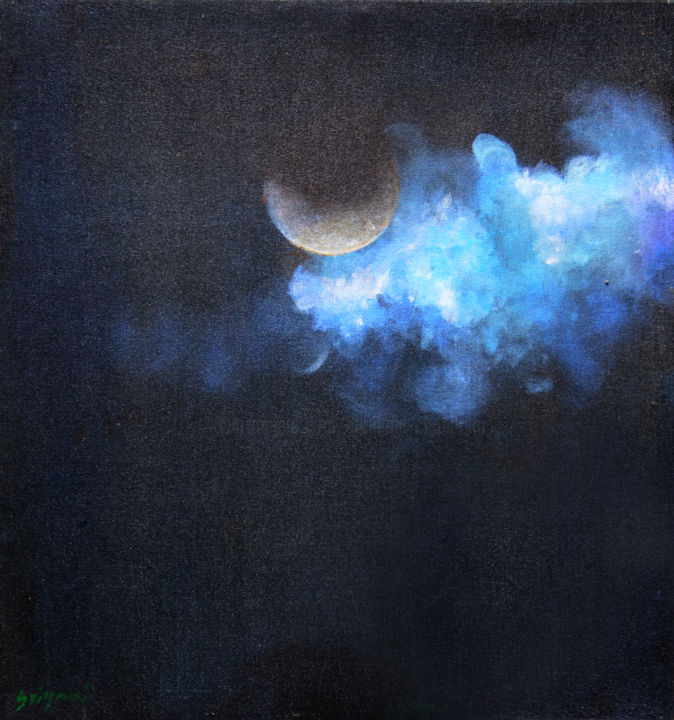 Painting titled "Darkness Covers the…" by Dilrukshi Chandrika, Original Art, Acrylic Mounted on Stretcher frame
