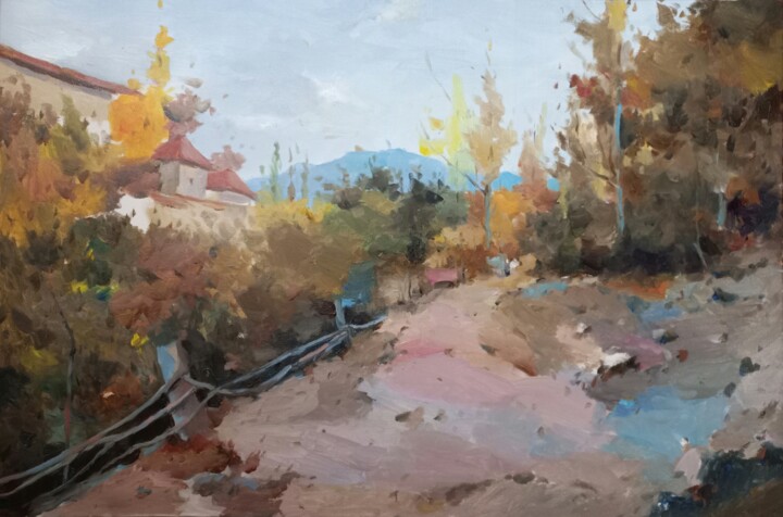 Картина под названием "Autumn oil painting…" - Dilshod Khudayorov, Подлинное произведение искусства, Масло Установлен на Дер…