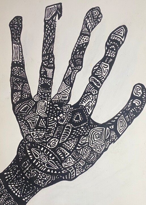 Drawing titled "Left hand" by Dima An, Original Artwork, Ink