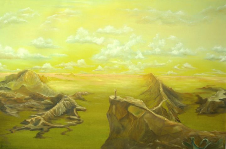 Painting titled "Dragon Valley" by Dima Buzo, Original Artwork, Oil