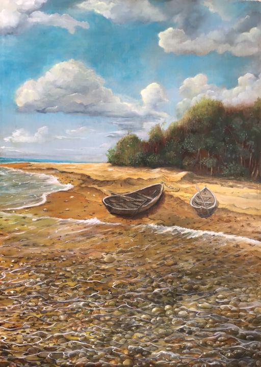 Pittura intitolato "New Minsk sea" da Dima Buzo, Opera d'arte originale, Olio