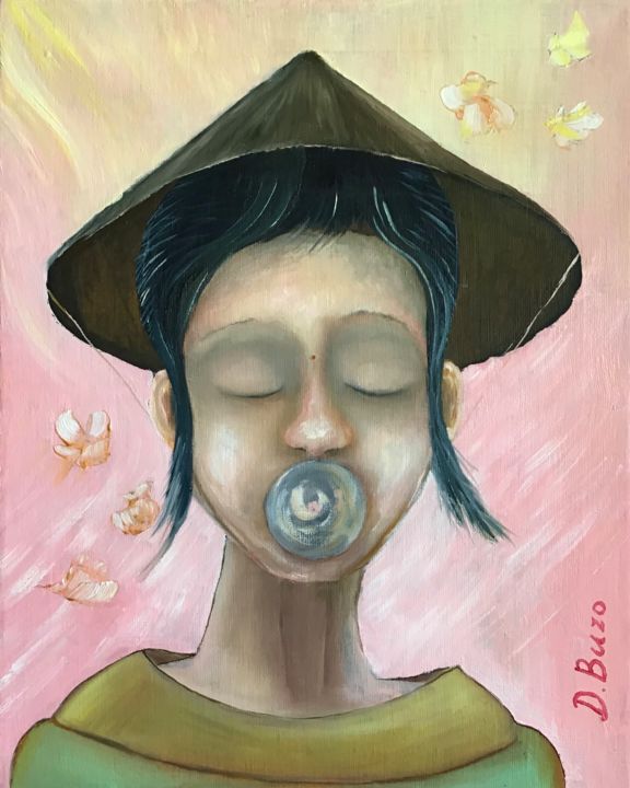 Painting titled "Infancy" by Dima Buzo, Original Artwork, Oil