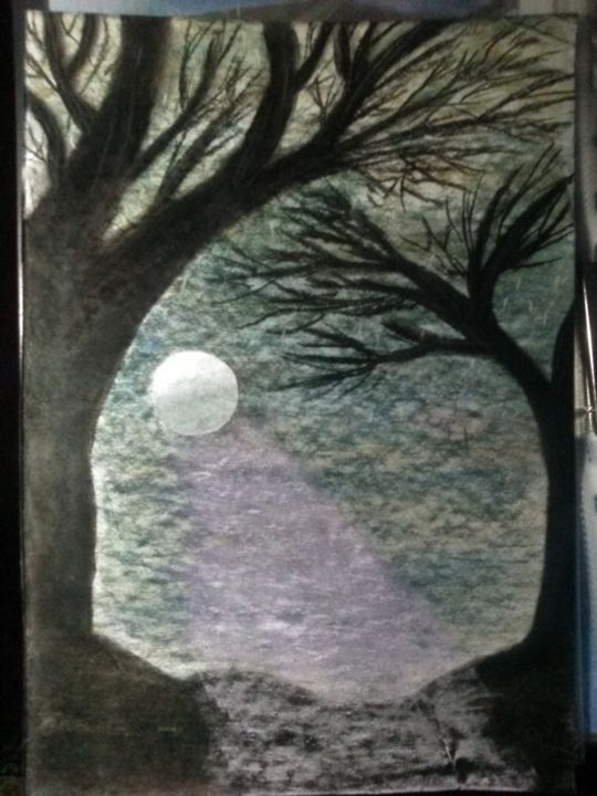 Peinture intitulée "Лунный свет" par Dima Karpov, Œuvre d'art originale