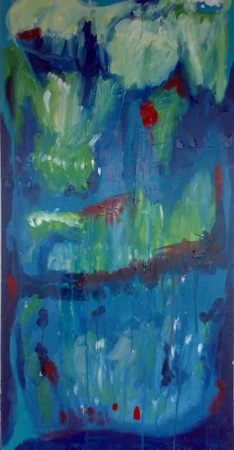Pintura intitulada "Flower in blue" por Di Maria, Obras de arte originais, Óleo