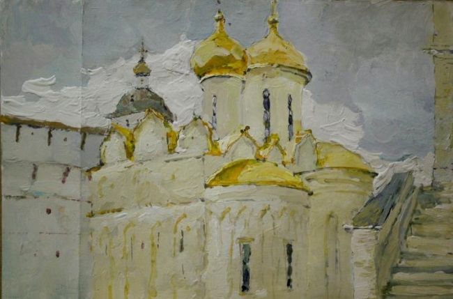Картина под названием "Sergiev posad" - Dmitriy Permiakov, Подлинное произведение искусства, Масло