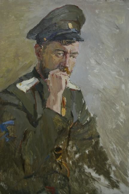 Malerei mit dem Titel "Cossack" von Dmitriy Permiakov, Original-Kunstwerk, Öl