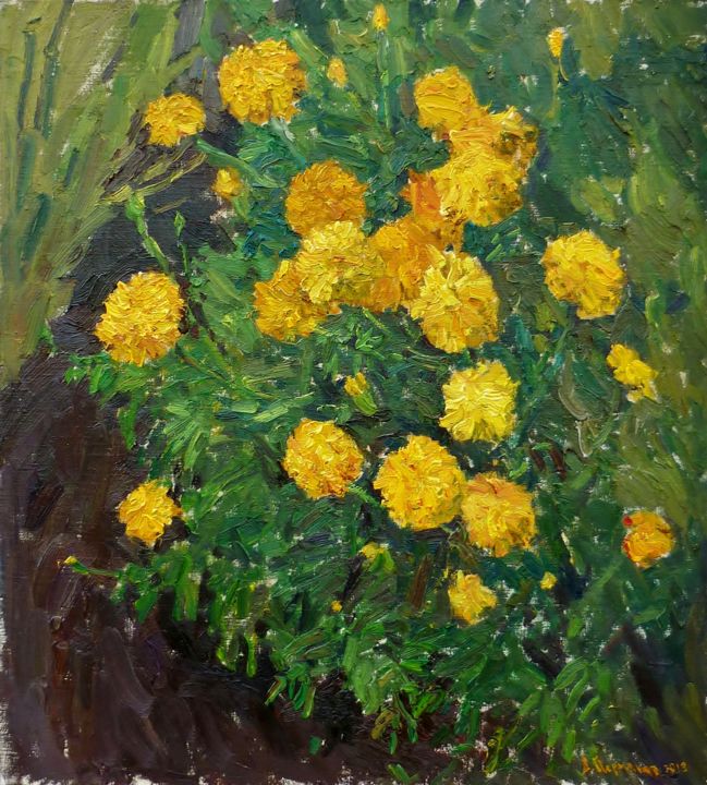 Painting titled "sunny flowers" by Dmitriy Permiakov, Original Artwork