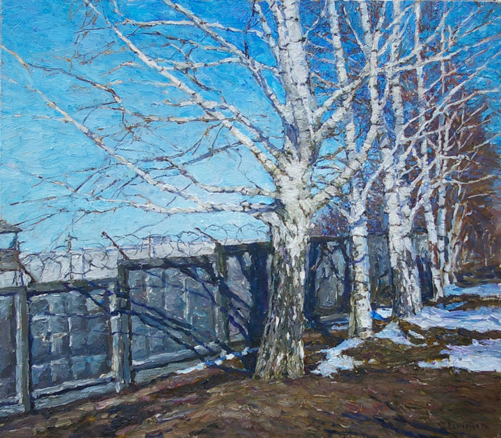 Pintura intitulada "Spring came again" por Dmitriy Permiakov, Obras de arte originais, Óleo