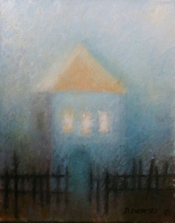Painting titled "house-30x20-oil-on-…" by Dmitry Demsky, Original Artwork