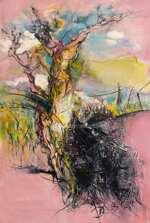 Pintura titulada "Solar tree" por Dimitrinka Popova, Obra de arte original, Oleo