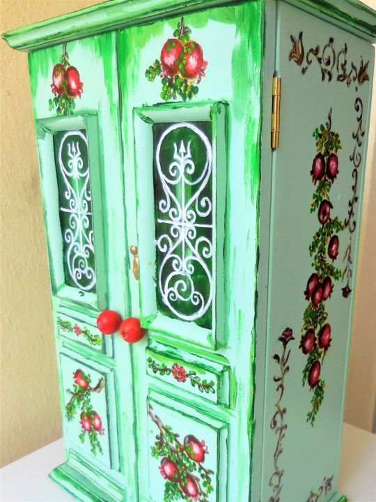 Storage Cabinet Green Front Door 43x27x16 Cm Design By Dimitrios