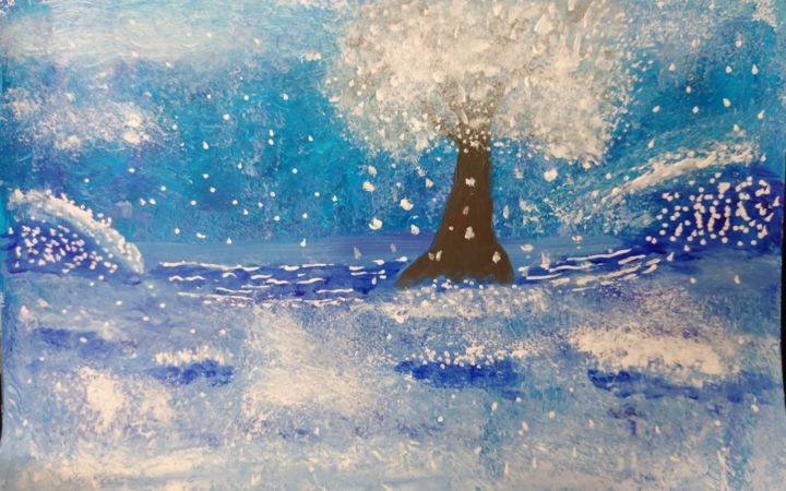 Painting titled "Winter" by Dimitra Ger, Original Artwork, Acrylic