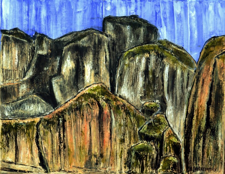 Peinture intitulée "Meteora Landscape 1" par Dimitra Papageorgiou, Œuvre d'art originale, Huile