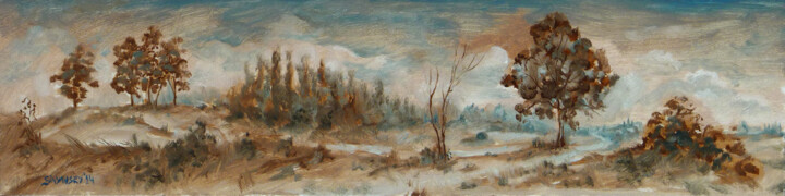 Peinture intitulée "L'hiver rembrunissa…" par Dimitri Sinyavsky, Œuvre d'art originale, Huile