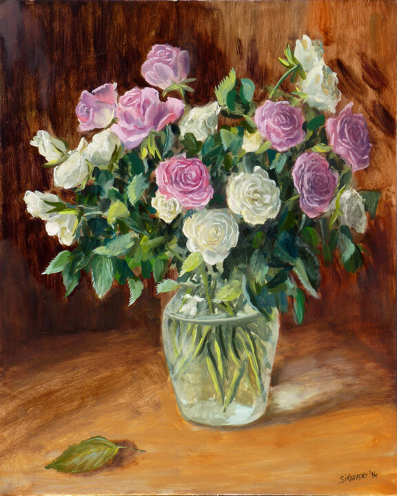 제목이 "Roses d'hiver"인 미술작품 Dimitri Sinyavsky로, 원작, 기름