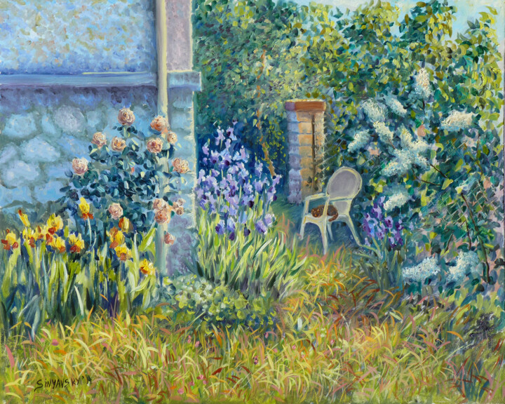 Pintura intitulada "jardin-a-montgeron.…" por Dimitri Sinyavsky, Obras de arte originais