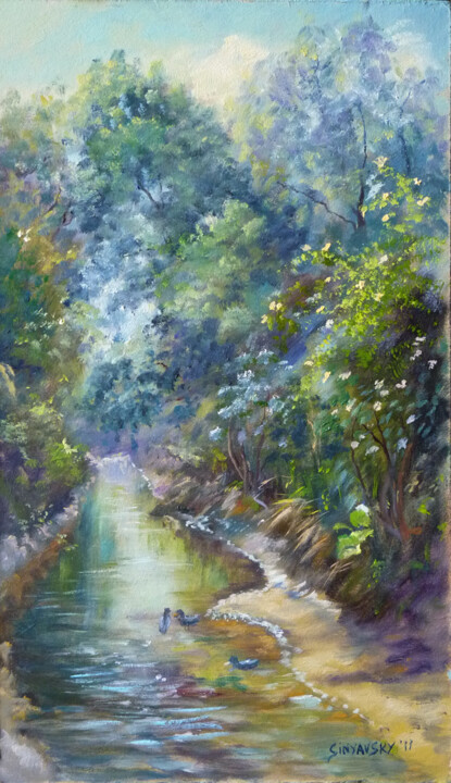 Peinture intitulée "Ruisseau" par Dimitri Sinyavsky, Œuvre d'art originale, Huile