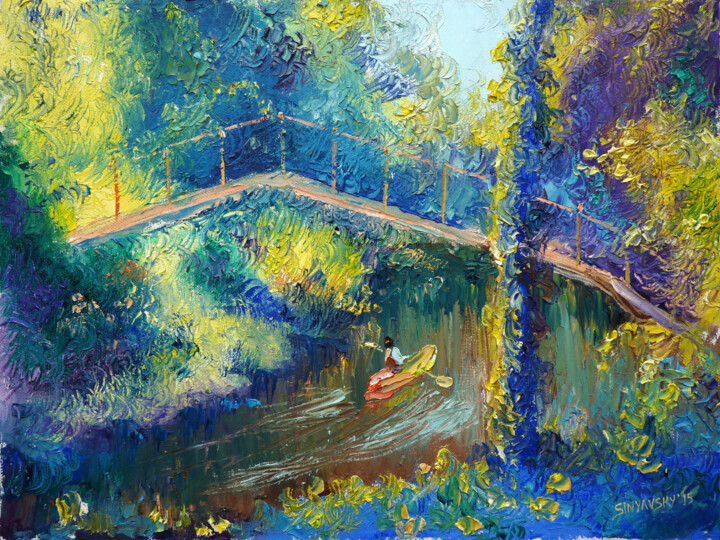 「Promenade en canoë」というタイトルの絵画 Dimitri Sinyavskyによって, オリジナルのアートワーク, オイル