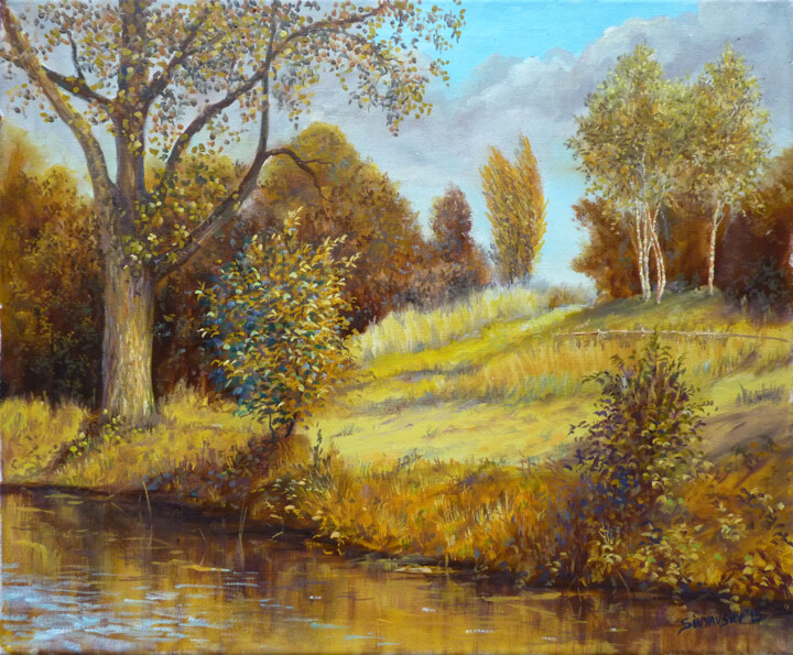 Painting titled "Le versant" by Dimitri Sinyavsky, Original Artwork, Oil