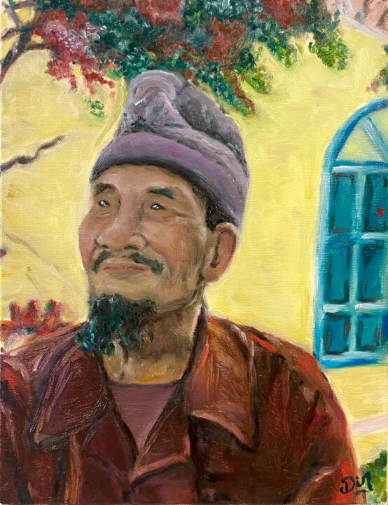 Painting titled ""L'homme heureux"" by Dimitri Vincent, Original Artwork, Oil