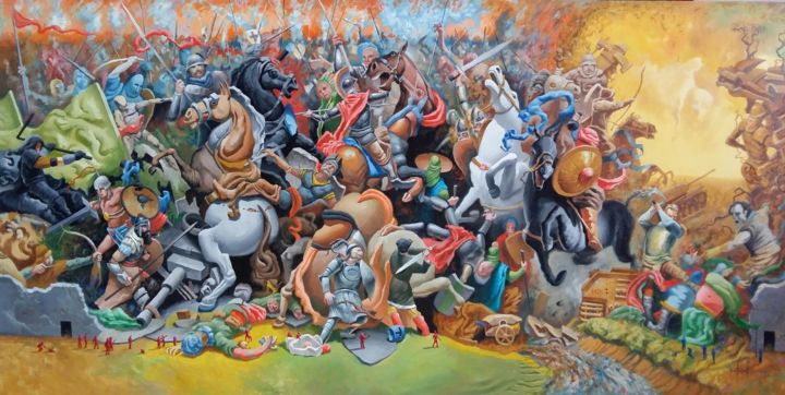 Painting titled "Endless Battle" by Dimitri Wall, Original Artwork, Oil
