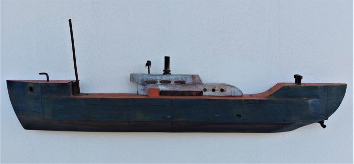 Escultura titulada "CARGO SHIP" por Dimitrios Kiourtsis, Obra de arte original, Madera