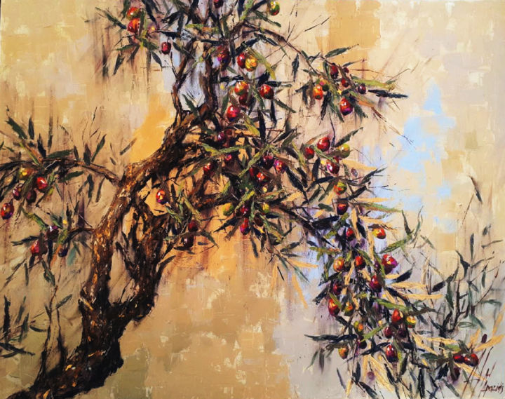 Картина под названием "olives" - Dimitris Apazidis, Подлинное произведение искусства, Масло