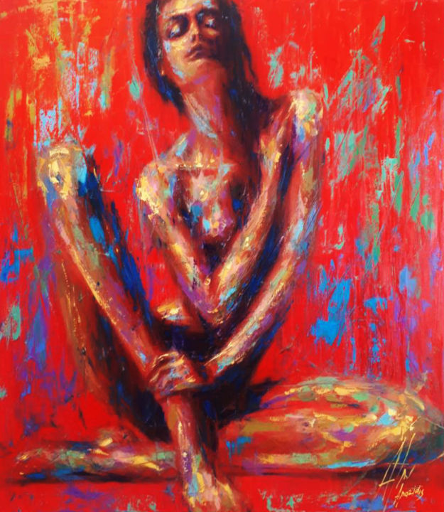 Painting titled "Model" by Dimitris Apazidis, Original Artwork, Oil