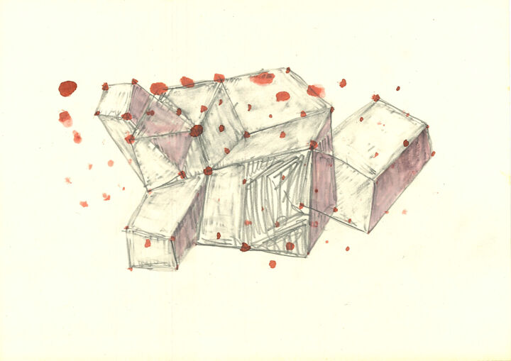 Drawing titled "Cubes Bouquet 10" by Dimitris Kritsotakis, Original Artwork, Ink